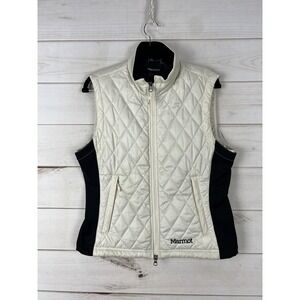 Marmot Vest Womens Medium White Black Quilted Insulated Zip Pockets Outdoor